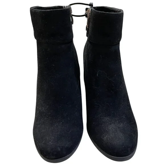 Michael Shannon Suede Bootie Black 7.5 Size Zip Ankle Leather Upper - Picture 2 of 10